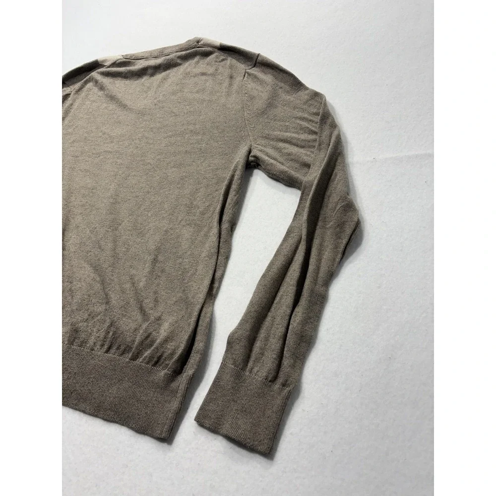 Banana Republic Sweater Mens Medium Brown Argyle V Neck Silk Blend Knit Pullover